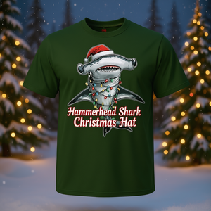Camiseta Navideña con Estampado de Tiburón Martillo, Unisex para Adultos, Manga Corta, Cuello Redondo, Impresión Digital, Promocional - Product Image 3
