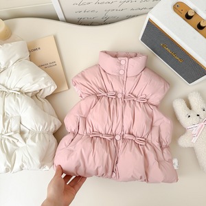 Girls Vest 2025 Winter Thick Cotton Solid Color Warm Outerwear For Children Pink Off White Apricot White - Product Image 2