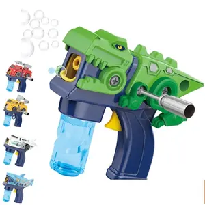 Gloednieuwe Puzzel Demontage Diy Kid Speelgoed Elektrische Dinosaurus Bubble Gun Machine Met Licht & Muziek