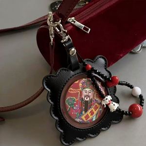 Hanging PU Leather Anime Themed Promotional Portable <b>Keychain</b> Pouch Badge Storage Bag Metal Clasp Display Pendant Bag Decor - Product Image 3