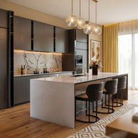 Ensemble de meubles de salon minimalistes en pierre, avec îlot autoportant, meubles de rangement modernes, vente en gros