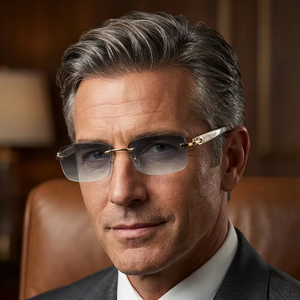 उच्च अंत व्यवसाय शैली सींग पैटर्न शुद्ध टाइटेनियम रिम्लेस धूप का चश्मा लालित्य दिखाने के लिए फैशनेबल बहुमुखी - Product Image 1