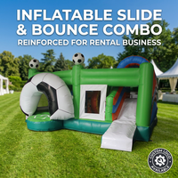 Structure gonflable de qualité commerciale pour le football, toboggan et château gonflable combinés, certifiée EN14960, en PVC, pour location événementielle, 20x13x10FT, capacité supérieure à 400KG