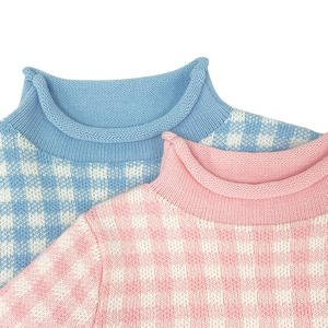 Оптовая продажа, 100%, мягкий детский свитер из органического хлопка с воротником в клетку, пуловер для малышей 7 г, толстый осенне-зимний трикотаж - Product Image 3