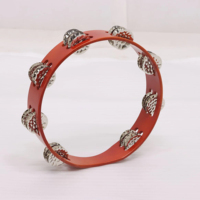 Wholesale Professional Steel Double Row Hand Tambourine Matte Red Frame Cowhide Drum Heads Birch Wood Chamber Lightweight