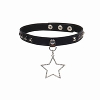 Collier en cuir PU avec pendentif pentagramme gothique punk pour femmes et hommes, collier ras du cou avec rivets étoiles, bijoux, cadeau