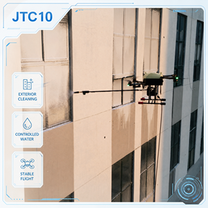 Drone de nettoyage aérien à jet d'eau haute pression pour le nettoyage des façades de bâtiments extérieurs avec vol stable et pulvérisation contrôlée - Product Image 1