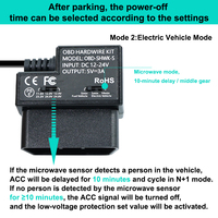 Convertidor de Energía Tipo C OBD2 de 12V-24V a 5V con Apagado por Baja Tensión para Modo de Estacionamiento de Cámara de Coche