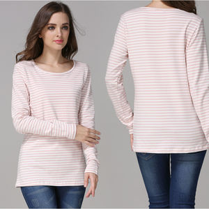 Футболка с длинным рукавом для беременных весенние топы в полоску для грудного вскармливания хорошая эластичная хлопковая ткань для беременных женщин одежда - Product Image 6