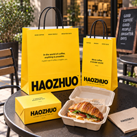 Sacs d'emballage personnalisés écologiques pour pâtisseries et desserts, sacs en papier kraft recyclables pour café à emporter et plats à emporter