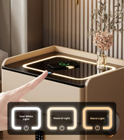 Table de chevet intelligente avec charge sans fil, lumière réglable USB, haut-parleur Bluetooth, verrouillage sécurisé par mot de passe et empreinte digitale, pour appartement et chambre à coucher