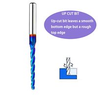 Fraise à queue monobloc en carbure de tungstène massif pour CNC, à bout sphérique, diamètre 1/8 po, revêtement Nano Bleu, personnalisable OEM, hélice 45°