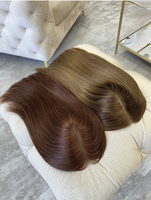 Topper de cheveux blonds clairs gingembre 100% cheveux humains européens, section de tissage à pointes pleines, base en soie fabriquée à la machine, pour perruque juive