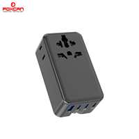 Adaptateur de voyage universel Foxcan 25W 3 prises AC PD avec 3 chargeurs USB-C + 1 USB-A ultra-fin pour ordinateur portable, téléphone, prise internationale