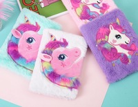 Fantaisie peluche papier dessin animé rose mignon licorne doublé écriture Journal cahier magique Secret journal rose fille manuel pour cadeaux