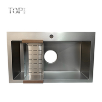 Évier simple multifonctionnel moderne en acier inoxydable 304, fait main, anti-rayures, personnalisé, surface brossée, nano bionique, structure nid d'abeille
