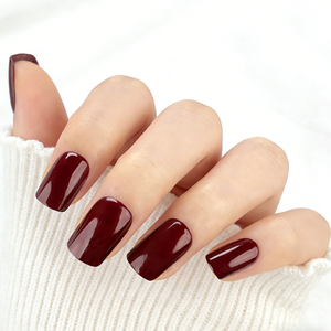 <span class=keywords><strong>Faux</strong></span> <span class=keywords><strong>ongles</strong></span> <span class=keywords><strong>bordeaux</strong></span> foncé (rouge cerise) brillants, couleur unie, à presser, 24 pièces, courts, carrés, réutilisables - Product Image 2