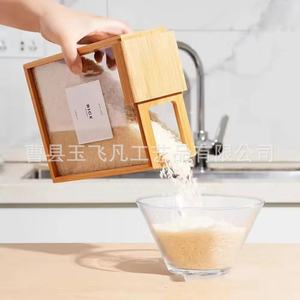 Caja de Almacenamiento de Madera de Bambú con Diseño de Grano de Madera, Rectangular, 22.4 cm, Tapa de Madera Hermética, para Almacenamiento de Arroz, Uso en Cocina o Escritorio - Product Image 3