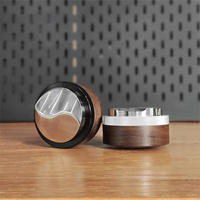 Distributeur de café à base incurvée en S avec poignée en noyer, 51/53,5/58 mm, en acier inoxydable 304, profondeur réglable, pour barista, niveleur d'espresso