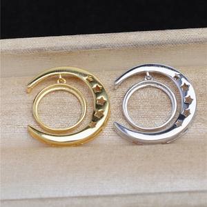 อุปกรณ์ตกแต่งมุกมาเบะเงินแท้ S925 ขนาด 13.3 มม. ถาดมุกมาเบะ 5499 จี้รูปพระจันทร์ อุปกรณ์สำหรับทำเครื่องประดับ DIY - Product Image 1