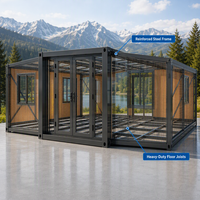 Maison conteneur préfabriquée de luxe extensible, villa mobile moderne à grain de bois pour les éco-resorts et le glamping