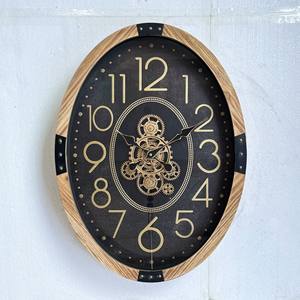 นาฬิกาแขวนผนังสไตล์วินเทจสไตล์อุตสาหกรรมย้อนยุคขนาดใหญ่ทำจากไม้เหล็กวัสดุโลหะสำหรับตกแต่งบ้านสำนักงานห้องนั่งเล่น - Product Image 3