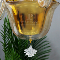 Lustre suspendu décoratif en verre de haute qualité avec abat-jour noir et accents dorés pour salon, hall d'hôtel, lustre moderne