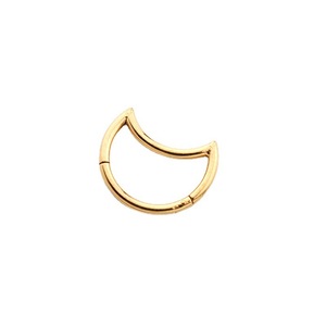Stainless Steel Crescent Moon Hinged <b>Ring</b> | Gold PVD Plated Hypoallergenic Body Jewelry for <b>Nose</b>, Septum & Ear Piercings - Product Image 1