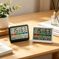 Ultradünnes Digitales LCD-Innenthermometer mit Magnet, Hygrometer, Kalender, Uhr, Temperaturanzeige und Komfortstufenanzeige OEM