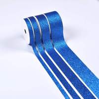 Ruban cadeau en satin bleu saphir personnalisé avec paillettes épaisses pour emballage cadeau et décoration florale