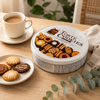 Boîte à biscuits ronde vide de qualité alimentaire avec couvercles, grand récipient de rangement en métal pour emballage de paniers-cadeaux, écologique