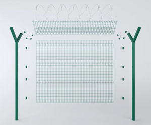Clôture de sécurité anti-escalade pour chemin de fer de prison d'aéroport avec cadre en bois traité thermiquement et capuchons de poteaux de clôture - Product Image 4