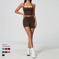 OEM ODM Custom 2-delige Activewear Set Zachte Cami-bh met hoge taille shorts, ademende fitnesskleding, yoga set, workout kleding