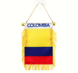Drapeau suspendu pour tournoi de football 2026, mini drapeau de voiture de la Coupe du Monde de football, à fixer sur rétroviseur avec ventouse, à franges dorées, double face - Product Image 1