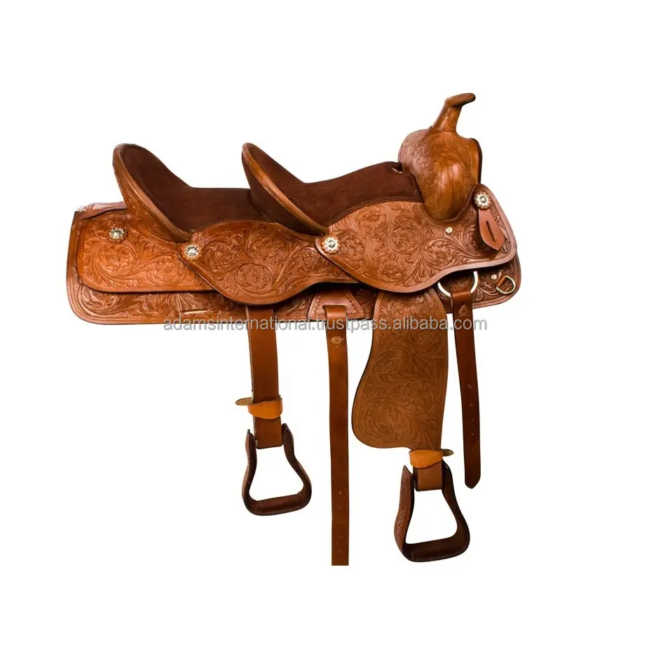 Top Quality Leather horse riding saddles Western Hand Tooled Design Horse Saddle horse riding equipment wholesaler manufacturer