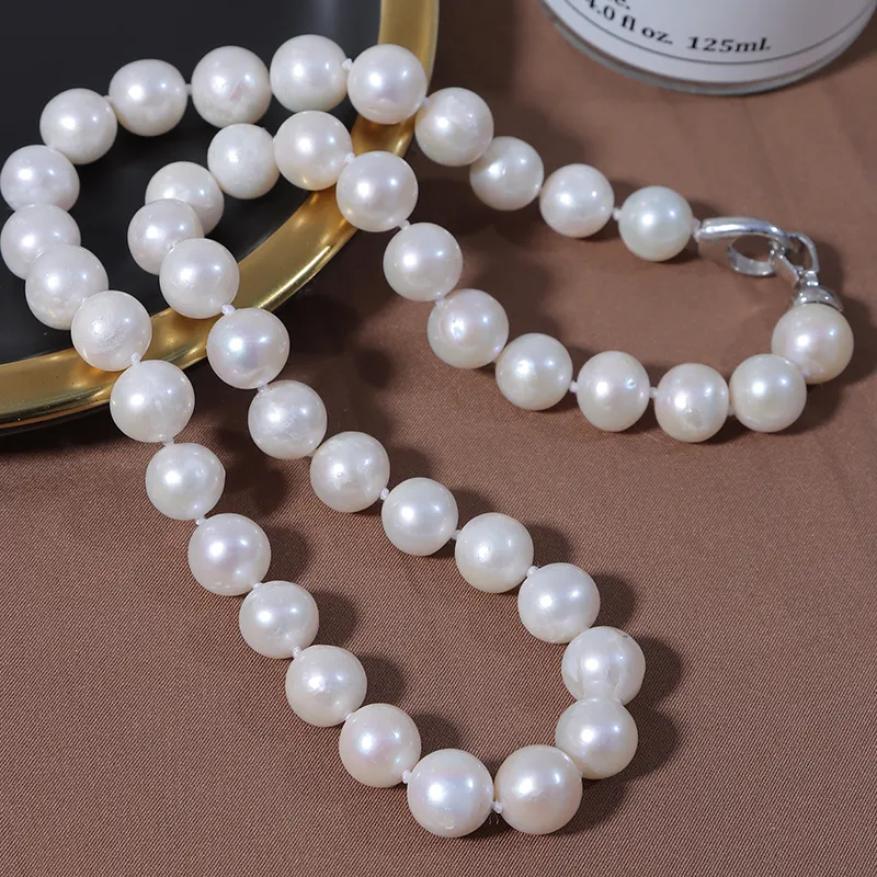 2024 nouveauté collier de perles d'eau douce edison perle collier ras du cou 925 argent naturel et cultivé 10-11mm colliers de perles