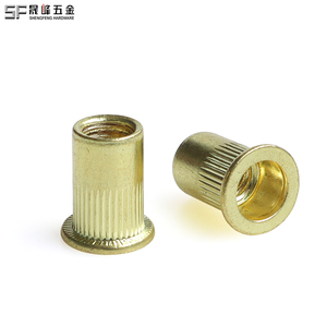 Rivets à sertir personnalisables M3-M12 en acier inoxydable, cuivre et laiton plaqué or, à tête plate moletée, type creux - Product Image 2