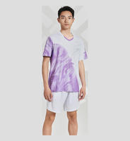 T-shirt de badminton personnalisé imprimé tie-dye 100 % polyester, séchage rapide, anti-transpiration, respirant, pour entraînement d'équipe de club, service OEM ODM