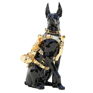 Escultura de piso de <span class=keywords><strong>Doberman</strong></span> de gama alta personalizada estatua de perro de poliresina moderna para el hogar, sala de estar, entrada, modelo de acento decorativo - Product Image 1