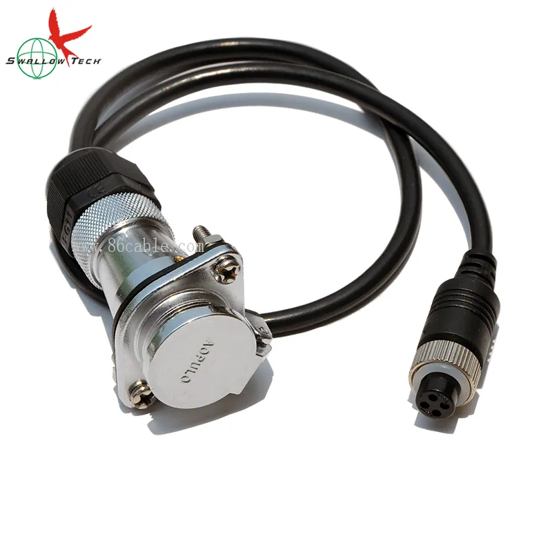 12v 24v pin Spiral Trailer camera Cable 4pin truck trailer rear view camera cable with 1ch