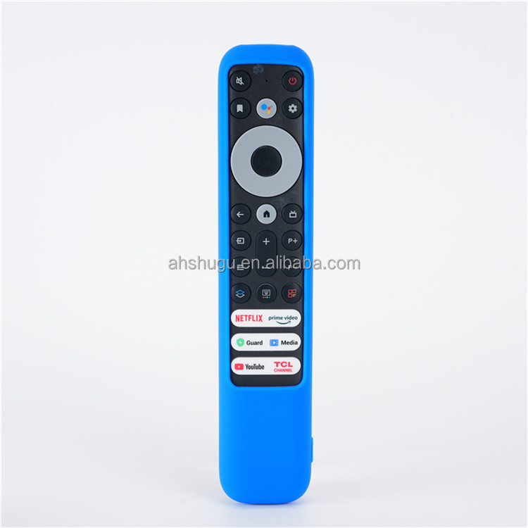 Custodia protettiva in silicone per telecomando TCL RC813 FMB1/RC923 FMB3/RC902V FMR1 FMR4 FMR5 TV Stick telecomando antiscivolo morbida pelle custodia antiurto con cordino (nero