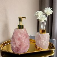 Distributeur de savon en mousse en pierre de quartz rose naturel, pompe faite à la main, bouteille DIY pour cadeau de Noël