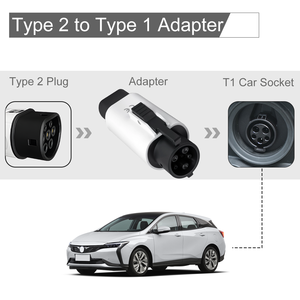 Zencar 32A loại 2 để loại 1 <span class=keywords><strong>adapter</strong></span> với khóa AC EV sạc chuyển đổi T1 với nút móc trắng màu đen - Product Image 6