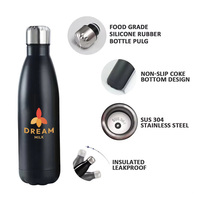 Bouteille isotherme en acier inoxydable personnalisée de 17 oz avec sérigraphie laser, bouteille d'eau de sport en acier inoxydable avec logo