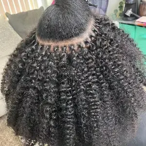 Remy Ekstensi Rambut Pra-batas Afro Keriting 100G/Helai Warna Alami Keratin Tautan Mikro Rambut Keriting Saya Tip Rambut Banyak