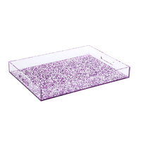 Plateau de rangement en acrylique pailleté personnalisé pour hôtels et restaurants, assiette avec logo, plateau de service en plexiglas scintillant pour salles de spectacle de luxe