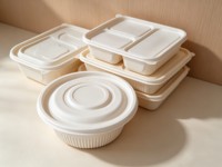 Boîte à emporter rectangulaire 100 % compostable en pulpe écologique, anti-fuite, pour salades et repas à emporter – Direct Usine