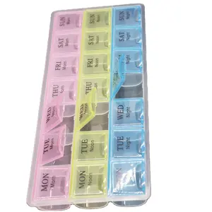 Organisateur de pilules hebdomadaire promotionnel 21 compartiments 3 fois par jour boîte à pilules en plastique boîte de planificateur de vitamines