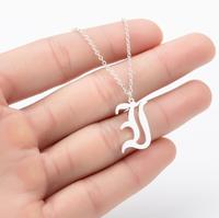 Colliers pendentifs initiaux personnalisés en acier inoxydable avec lettres gothiques anciennes anglaises, style punk hip-hop délicat, chaîne tendance, cadeau