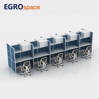 EGROspace Mobilier de bureau moderne en aluminium pour employés, poste de travail informatique, bureau de travail à 3 places avec cloison, bureau de travail en cubique